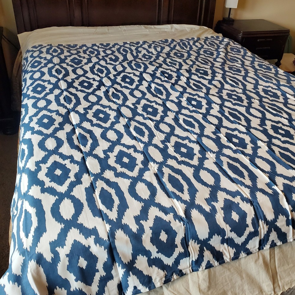 Threshold Target Blue White Ikat Cotton Shower Curtain 72x72 Geometric Modern